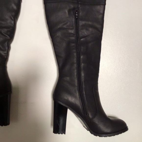 Over the Knee Combat Boots in Black - Picture 6 of 7